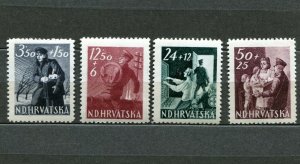 CROATIA GERMAN PUPPET STATE 1945 POSTAL EMPLOYEES SET B77-B80 PERFECT MNH