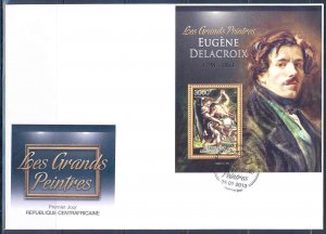 CENTRAL AFRICA 2012 EUGENE DELACROIX  SOUVENIR SHEET FIRST DAY COVER