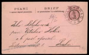 Austria 1908 Rare Stamps Back Prague Rohrpost Pneumatic GS Cover Pays Rate 66872