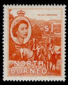 NORTH BORNEO QEII SG383, $1 red-orange, M MINT.