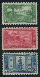 USA 617 618 619 Lexington Concord - VF+ Mint never hinged set