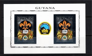 Guyana 1992 MNH Silver foil souvenir sheet of 2 IMPERFORATE