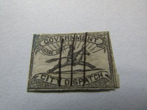 US Local Carriers, Used Scott # 1LB8 Black (Shades), 1857 TYPO. Hand Cancel,
