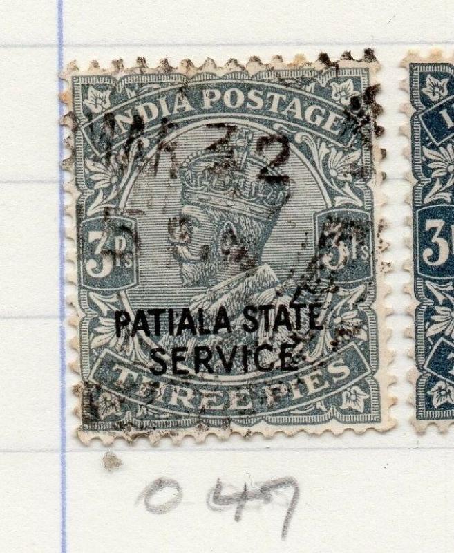 Indian States Patiala 1927-36 Early Issue Fine Used 3p. Optd 203598