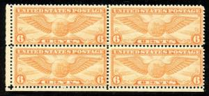 U.S. Scott C19 6 Cent Winged Globe FVF MNH Corner Margin Block of 4