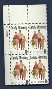 1455 8c Family Planning plate block VF/MNH/OG