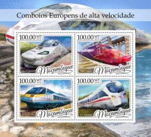 Mozambique Speed Trains Railways Transport MNH stamp set