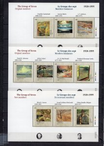 CANADA 1995 PAINTINGS 3 SHEETS OF 3 & 4 STAMPS MNH