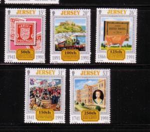 Jersey  Sc 563-67 1991 Anniversaries stamp set mint NH