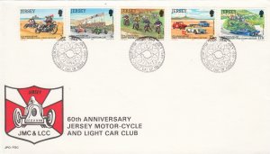 Jersey 1980,  Motor Club , set of 5 on FDC