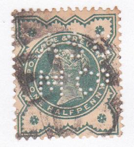 UK #125 Victoria 1/2p blue - green 1900 perfin ASC MC°