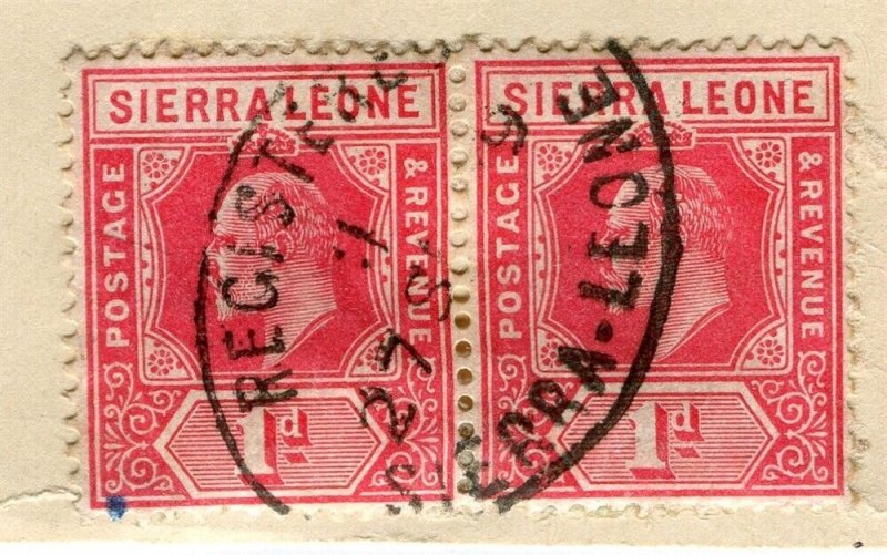 SIERRA LEONE; 1900s early classic Ed VII issue fine used 1d. Pair fair Postmark