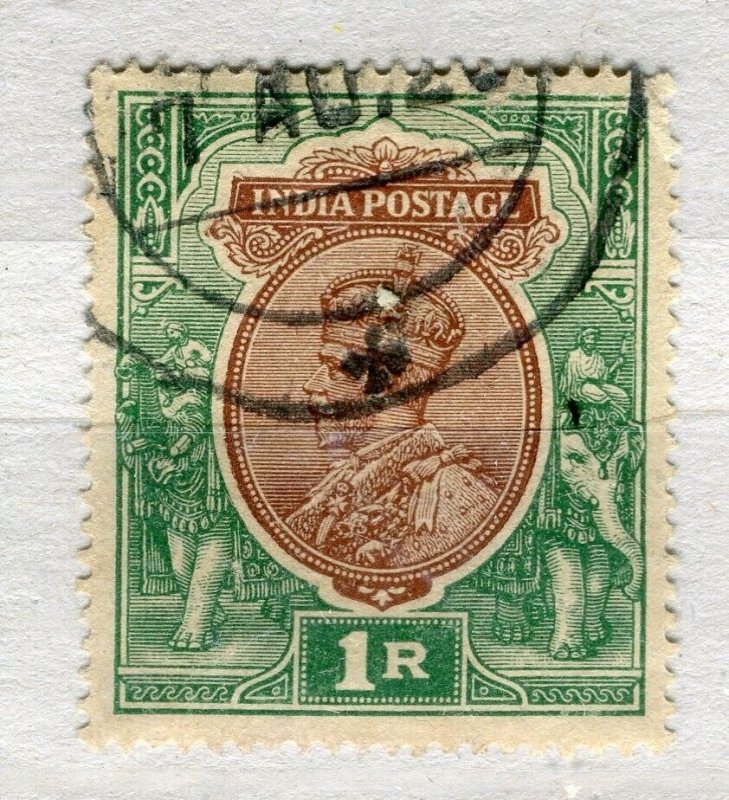 INDIA; 1912 early GV portrait issue fine used Shade of 1R. value