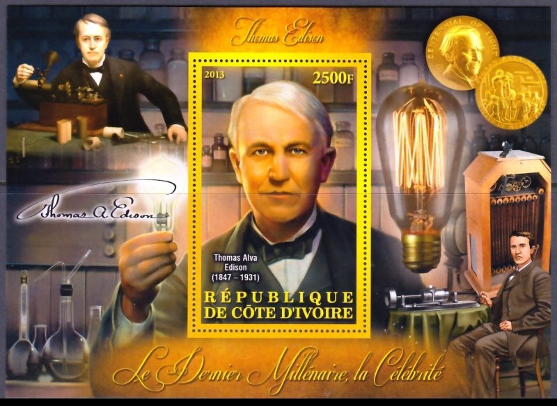 IVORY COAST 2013 THOMAS ALVA EDISON INVENTOR [#13178]