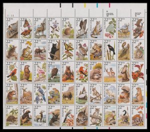 US 2286-2335 2335a North American Wildlife 22c sheet UL 11111 MNH 1987