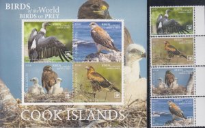 Cook Is. MNH Sc 1640-44 Mi 2253-56 BK 275 Value 230 Euro Birds of Prey