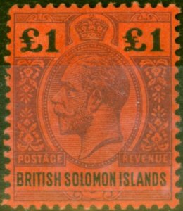 Solomon Islands 1914 £1 Purple & Black-Red SG38 Fine & Fresh Mtd Mint