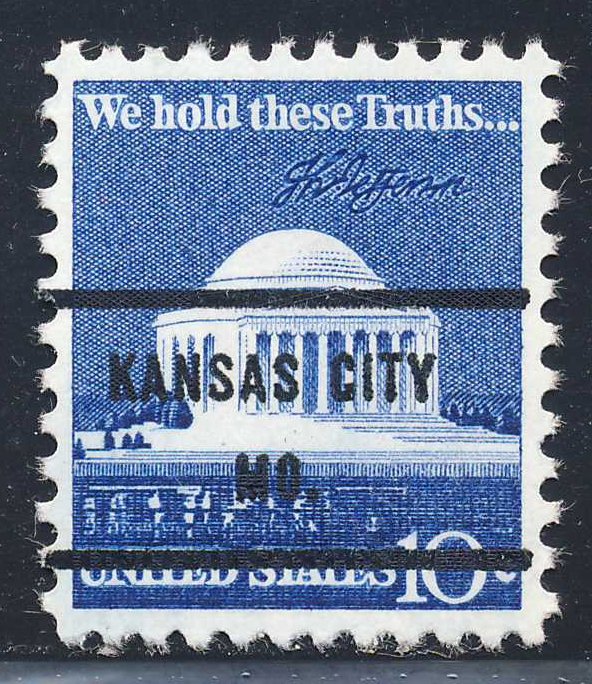 Kansas City MO, 1510-71 Bureau Precancel, 10¢ Jefferson Memorial