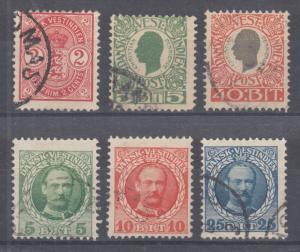 Danish West Indies Sc 29//47 used. 1903-15 issues, 6 different, sound group.