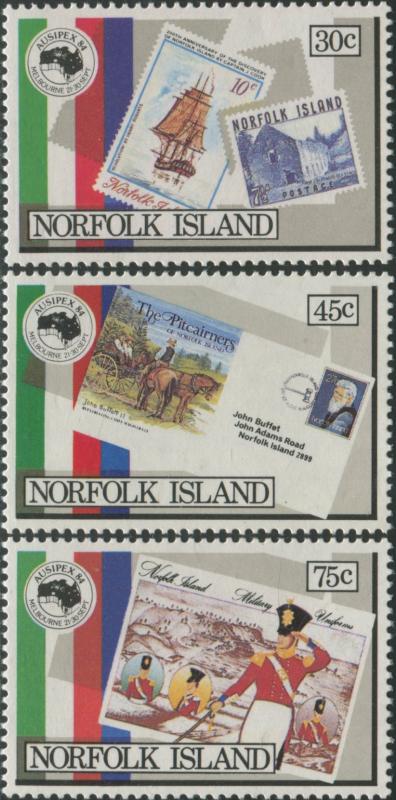 Norfolk Island 1984 SG343-345 Ausipex Stamp Exhibition set MNH