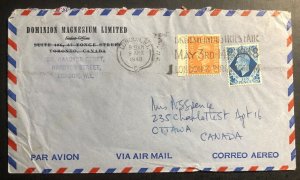 1948 London England Airmail Dominium Magnesium Cover To Ottawa Canada