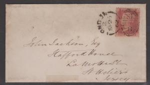 Great Britain 1862 QV 1d Red Entire Cover to Jersey