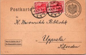 SCHALLSTAMPS GERMANY 1921 POSTAL HISTORY INFLATION OFFICIAL POSTCARD CANC BERLIN