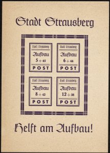 Germany Local Strausberg 1946 Michel Block 2 Type II Reconstruction Sheet MLH