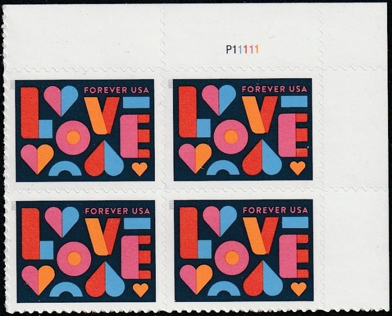 5543 MNH UR PB(4) Love, perforated version - no per item S&H fee