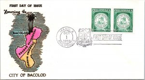 Philippines FDC 1959 - Bacolod City - 2x6c Stamp - Pair - F43195