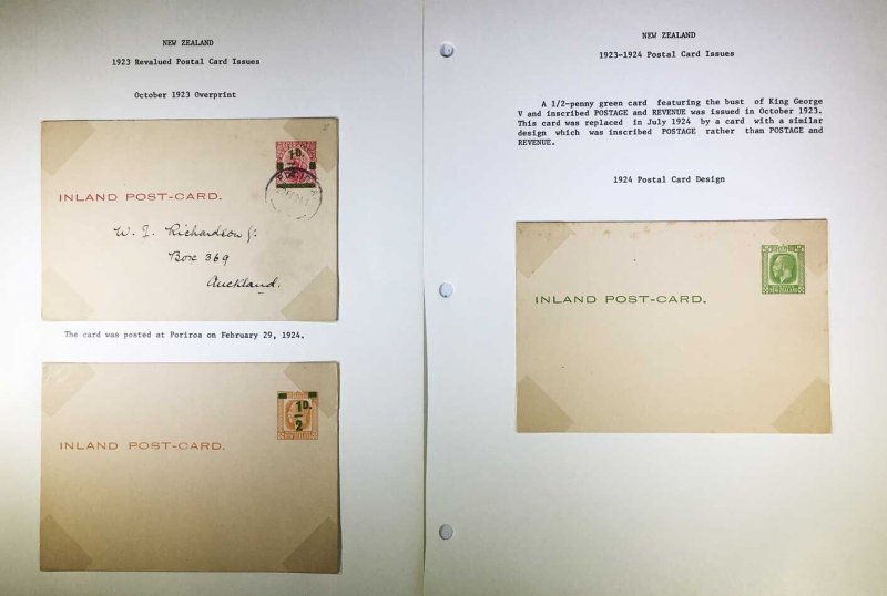 New Zealand Postal Card Collection. Exhibit Style pages 1879-1935 (14268) 