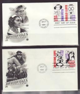 US 2829-2828 Silent Screen Stars 1994 S/5 PCS  U/A FDC