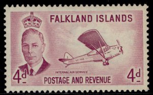 FALKLAND ISLANDS GVI SG177, 4d reddish purple, M MINT. Cat