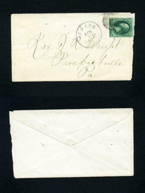 Cover from Newark, New Jersey to Prospectville, PA dated 4-10-1870's