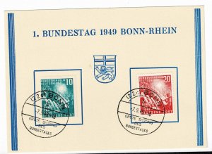 Germany 1949,Sc.#665; 666 used, special card of first Session of the Bundestag