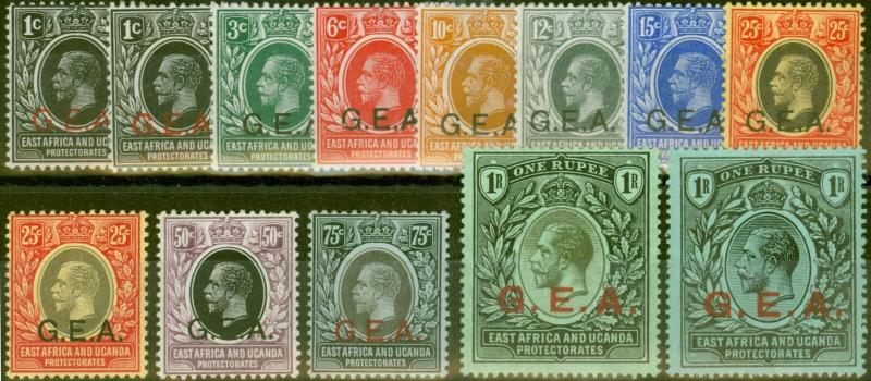 Tanganyika G.E.A 1917-21 Extended set of 13 to 1R SG45-55a V.F Very Lightly Mtd 