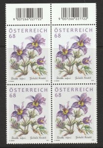 Austria 2015 Pasque Flower/Kuhschelle-Bonus, ANK No. 3228, Michel 3199 Bl. of 4