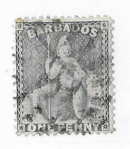 Barbados Sc #51b 1p grey blue used with '8' cancel VF