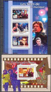Guinea 2007 Music The Rolling Stones Sting R. Williams sheet + 3 S/S MNH 2 scans