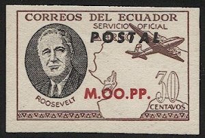 ECUADOR 1949  Mint LH 30c Imperf Unofficial FDR Roosevelt Airmail issue