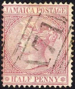 Jamaica SG7 1/2d Claret Wmk CC Rodney Hill A71 Pmk