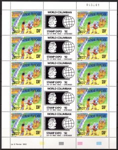 French Polynesia 1992 Sc#592 DISCOVERY OF AMERICA 500th. SHEETLET UNFOLDED MNH