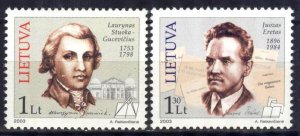 Lithuania 2003 Famous People Writer Architect Sc.734/5 MNH