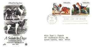 US TOPICAL CACHETED FIRST DAY COVER CENTENNIAL OF THE AMERICAN KENNEL CLUB 1984