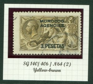 SG 140 Morocco Agencies 1918-25. 3p on 2/6 yellow-brown. Very fine used...