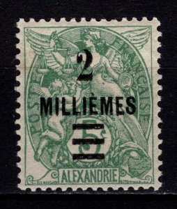 French PO in Alexandria 1925 Surch. with bars , 2m on 5c [Unused]