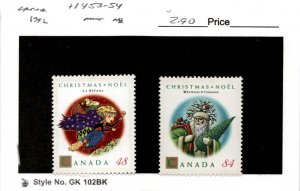 Canada, Postage Stamp, #1453-1454 Mint NH, 1992 Christmas Santa (AB)