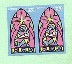 Uruguay Stained Glass Christmas 1v Imperf Pair