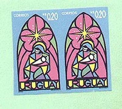 Uruguay Stained Glass Christmas 1v Imperf Pair