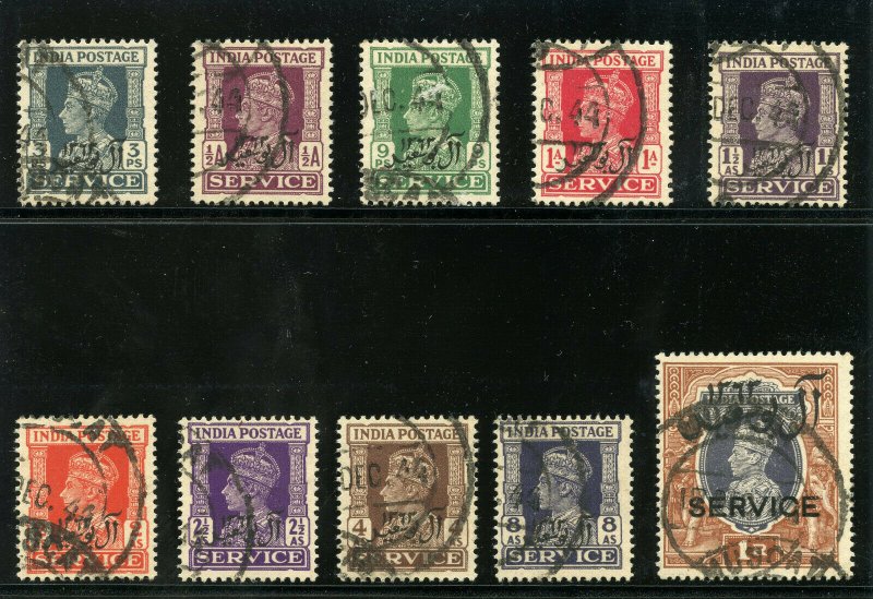 Muscat 1944 KGVI Official complete set very fine used. SG O1-O10. Sc O1-O10.